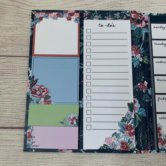Vera Bradley Weekly Folio Rose Toile Pattern Elastic Closure Note Pads To Do - Picture 6 of 16